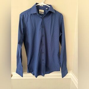 Lucky Brand NWT Men’s Slim Fit Dress Shirt Blue W Print 14-14‎ 1/2 32/33 Small